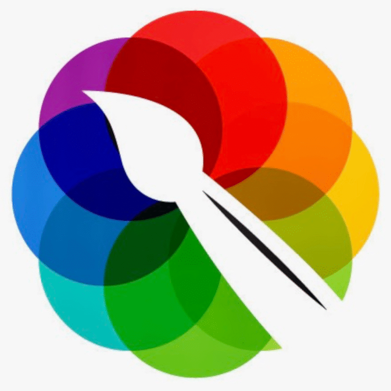 Logo brush on colorful circles for Elisabeth Vismans's website.