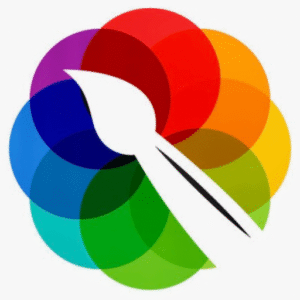 Logo brush on colorful circles for Elisabeth Vismans's website.
