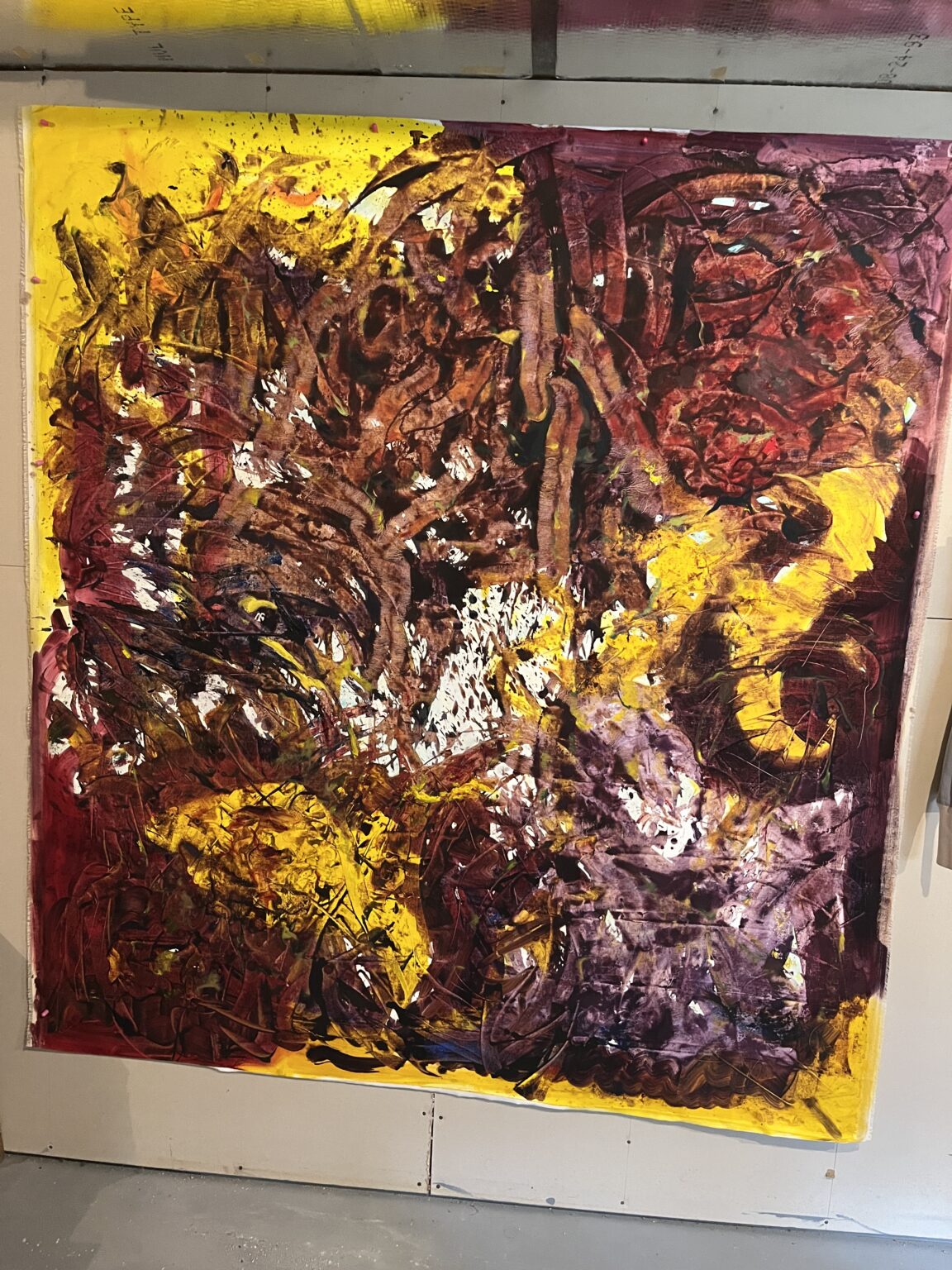 large oil painting in progress.