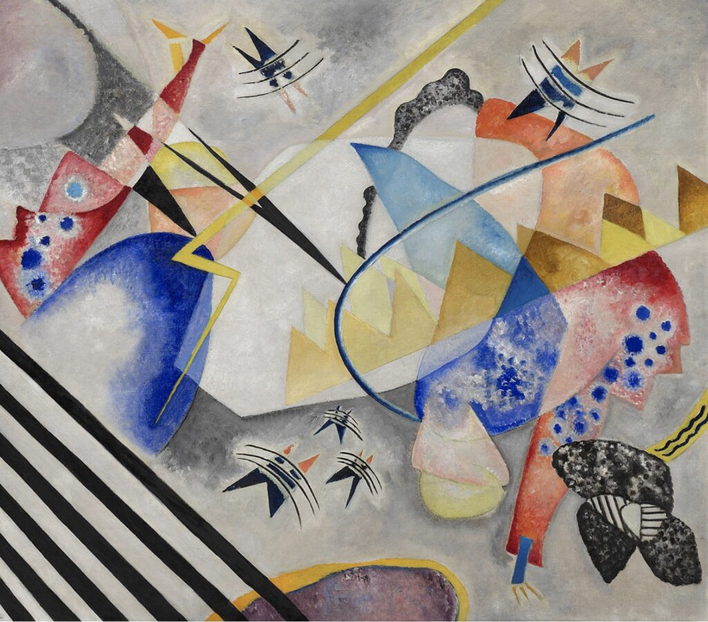 Artist Vasily Kandinsky b. 1866, Moscow; d. 1944, Neuilly-sur-Seine, France Title White Center Date 1921 Medium Oil on canvas Dimensions 46 3/4 x 53 3/4 inches (118.7 x 136.5 cm) Credit Line Solomon R. Guggenheim Museum, New York, The Hilla Rebay Collection
